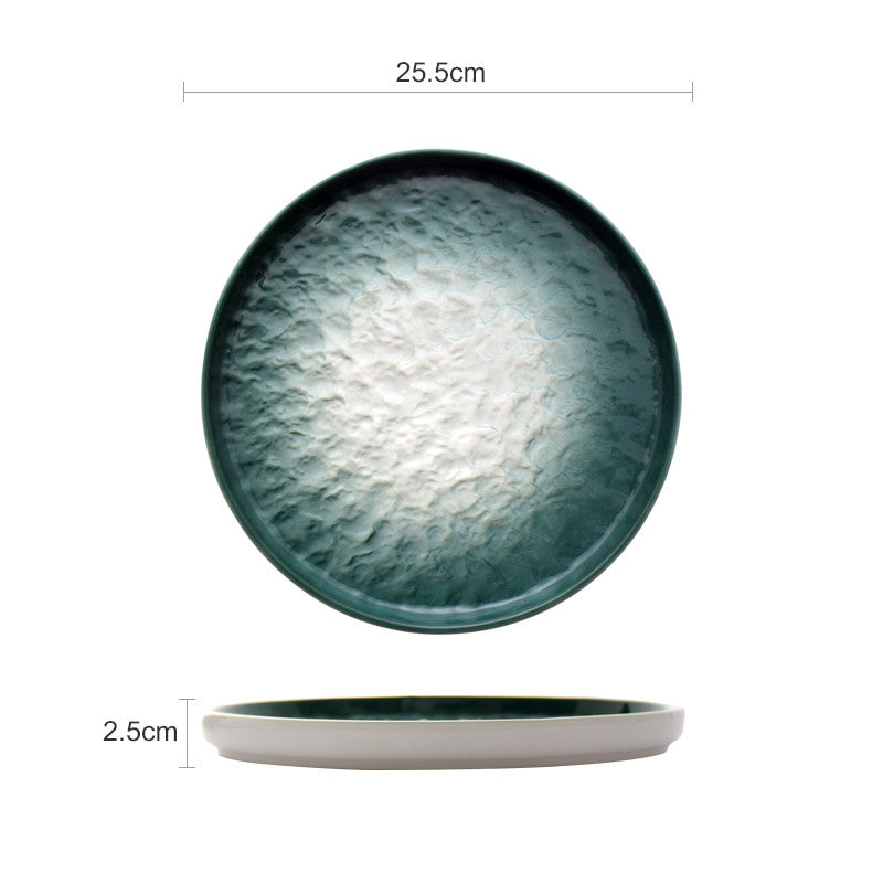Gradient Emerald Stone Pattern Dinner Plate - 6/8/10 Inch Nordic Style Porcelain