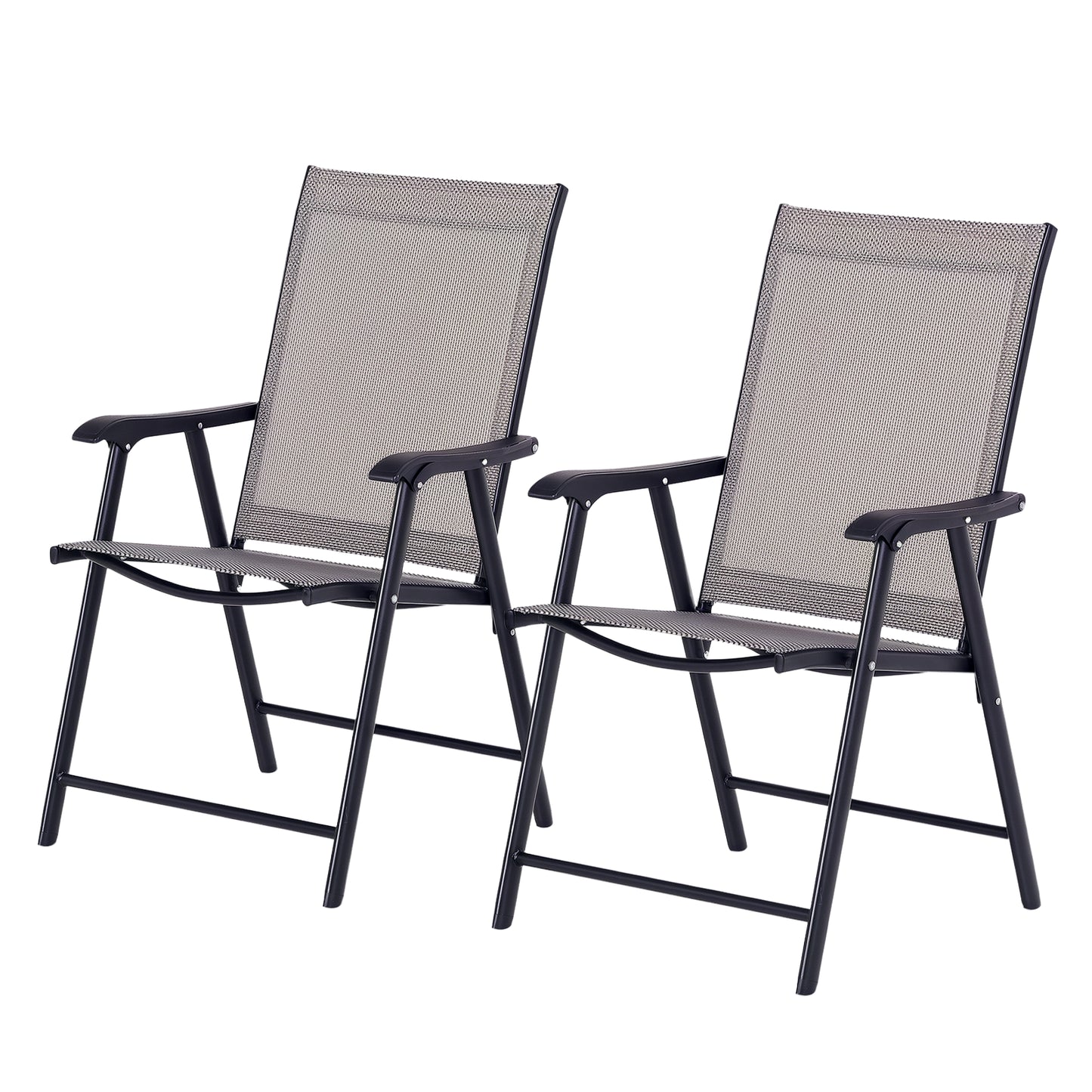 Outdoor Folding Chairs Set of 2 - Stackable Metal Patio Seating