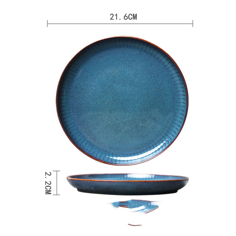 Ceramic Hand-Painted Western Style Breakfast Plate 8 Inch Microwave Safe