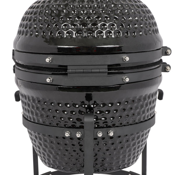 13in Round Charcoal Ceramic Grill Black for Outdoor Barbecue