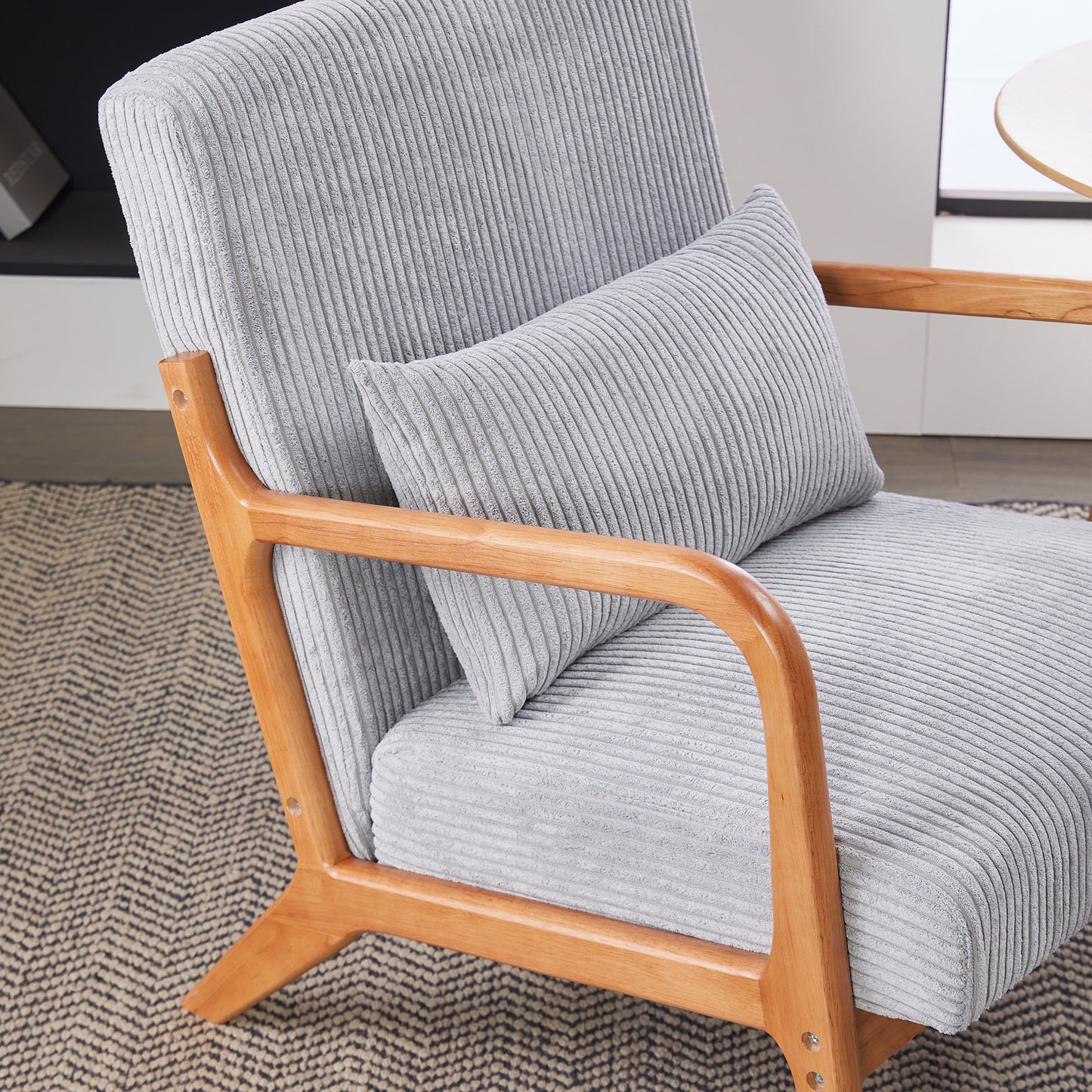 Mid-Century Modern Upholstered Accent Chair - Light Gray