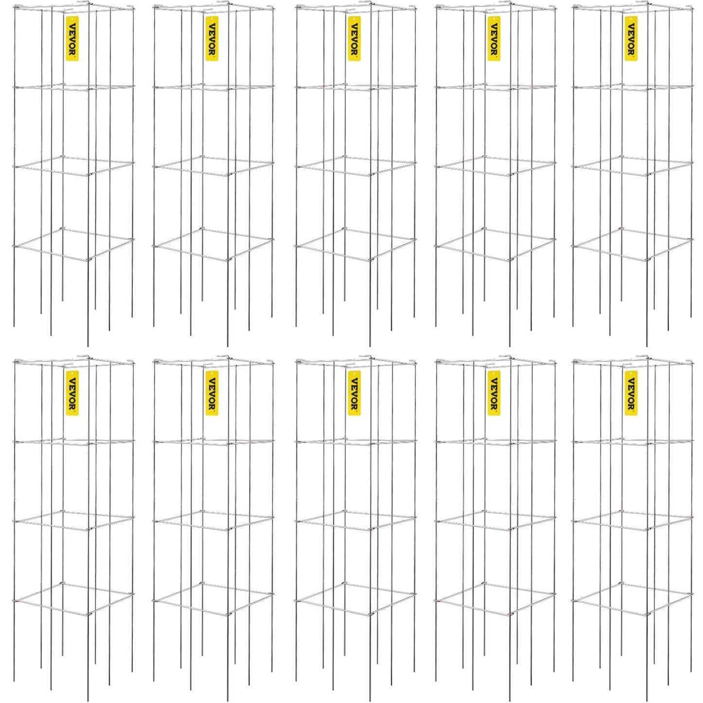 Garden Plant Support Cages 11.8x11.8x46.1 Inches, 10 Pack Green Steel Tomato Trellis