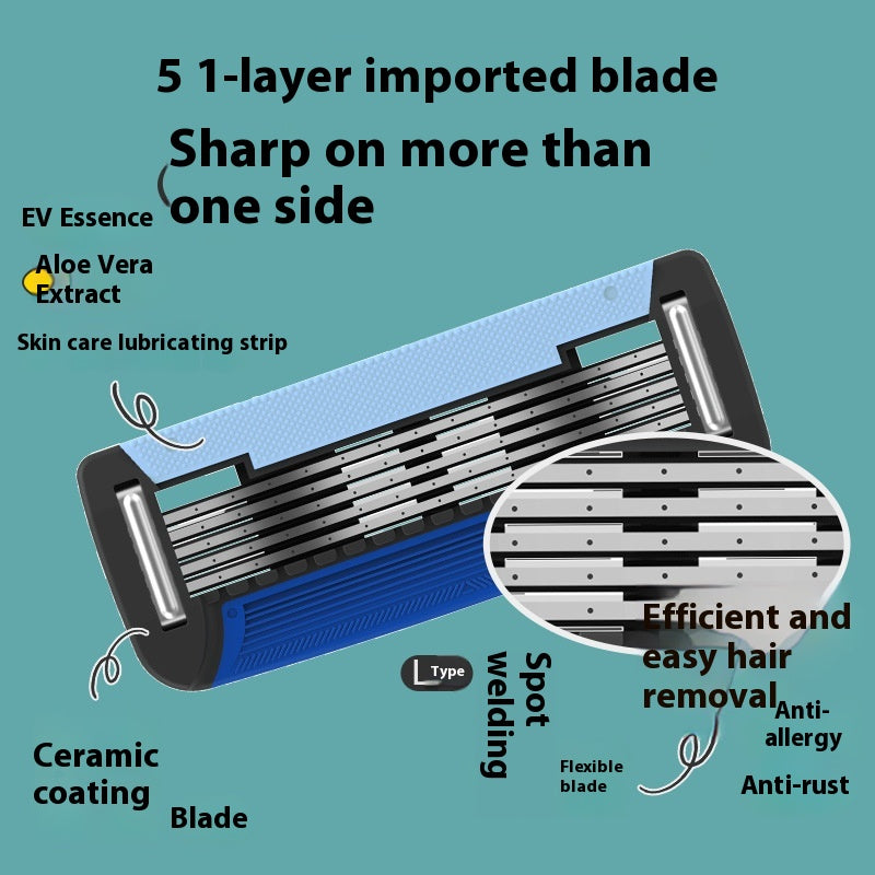 Men's 5-Layer Manual Shaver with 2 Cutter Heads