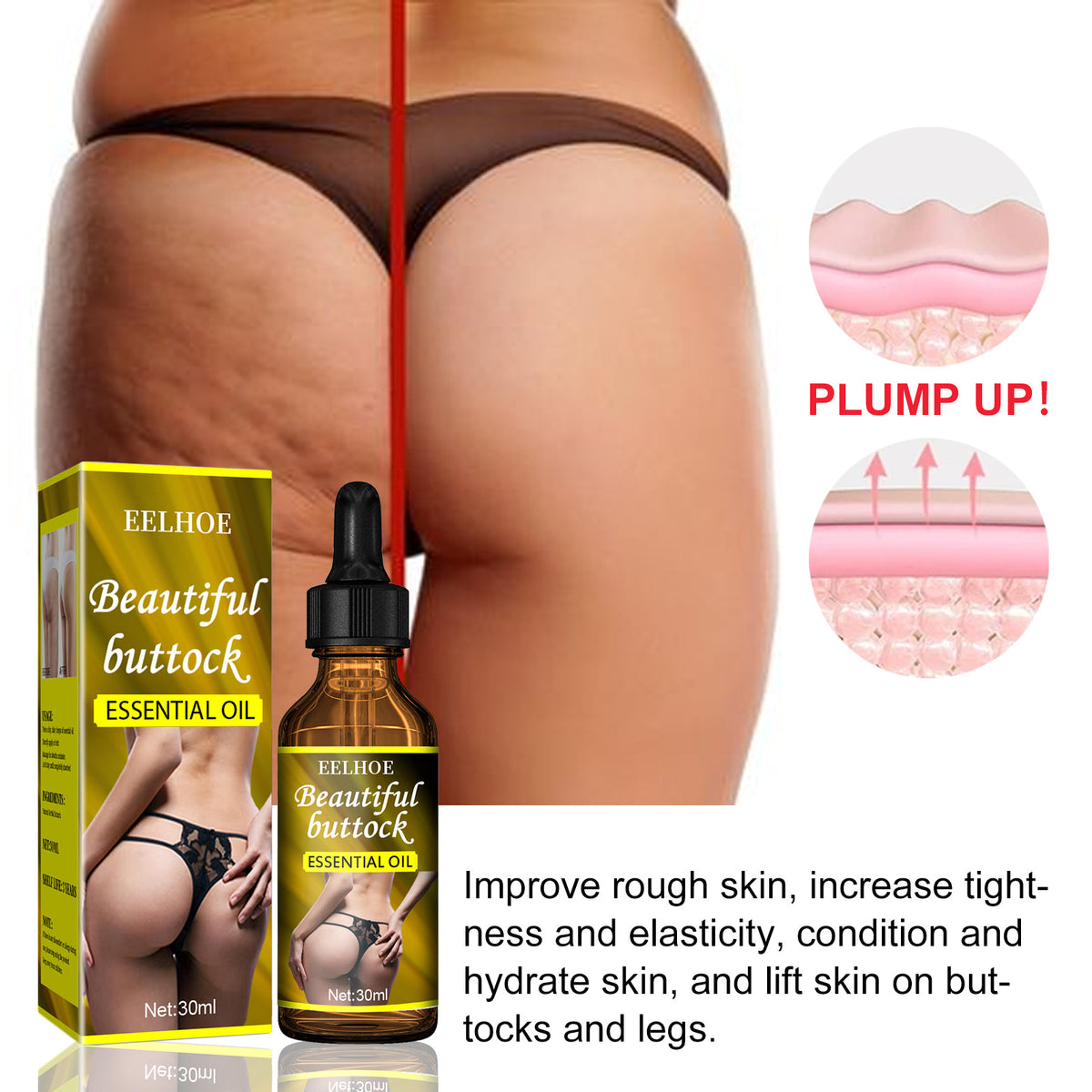 Firming Butt Oil for Skin Care - Large Butt Enhancement Massage Oil