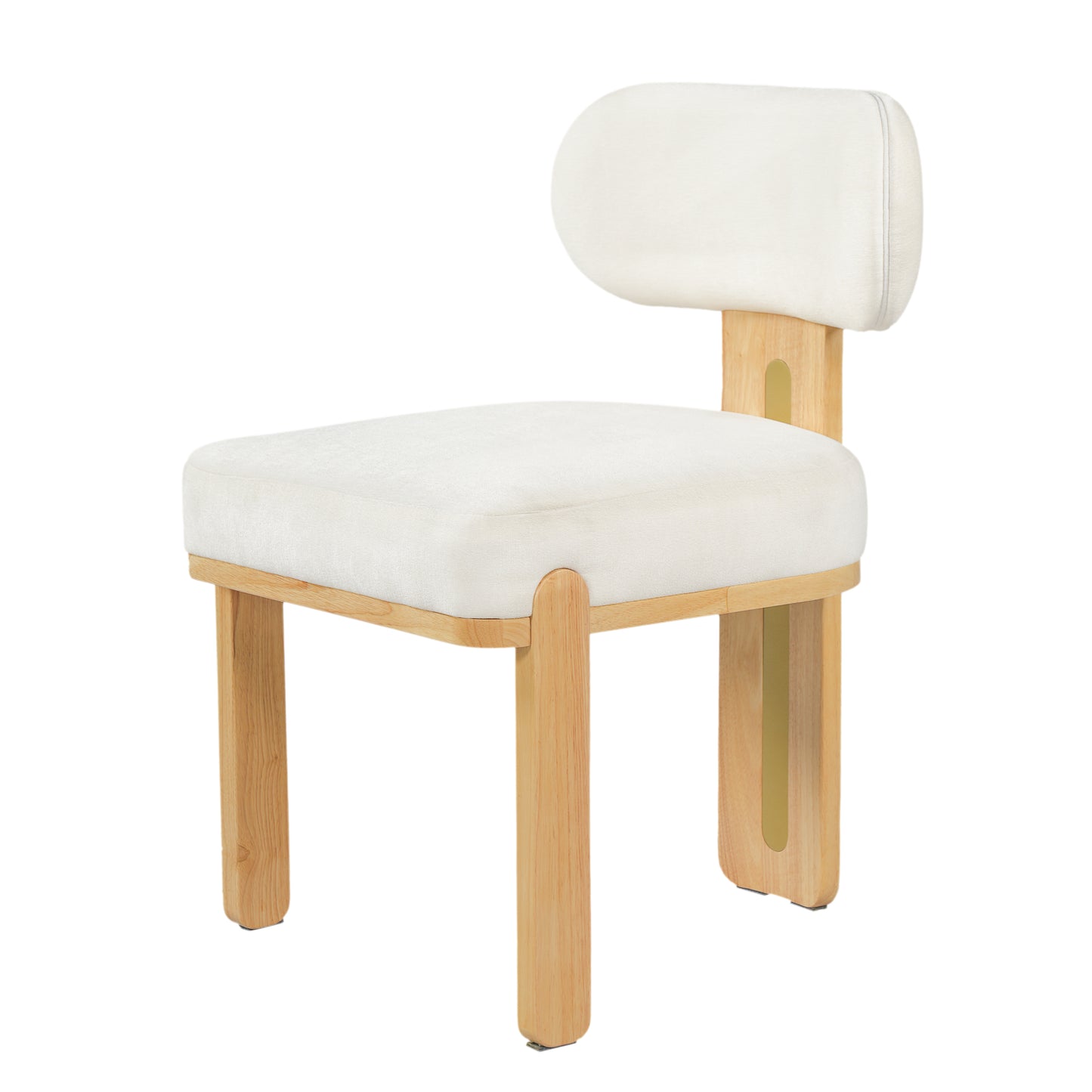 Modern Round Upholstered Dining Chair Set - Beige & Natural