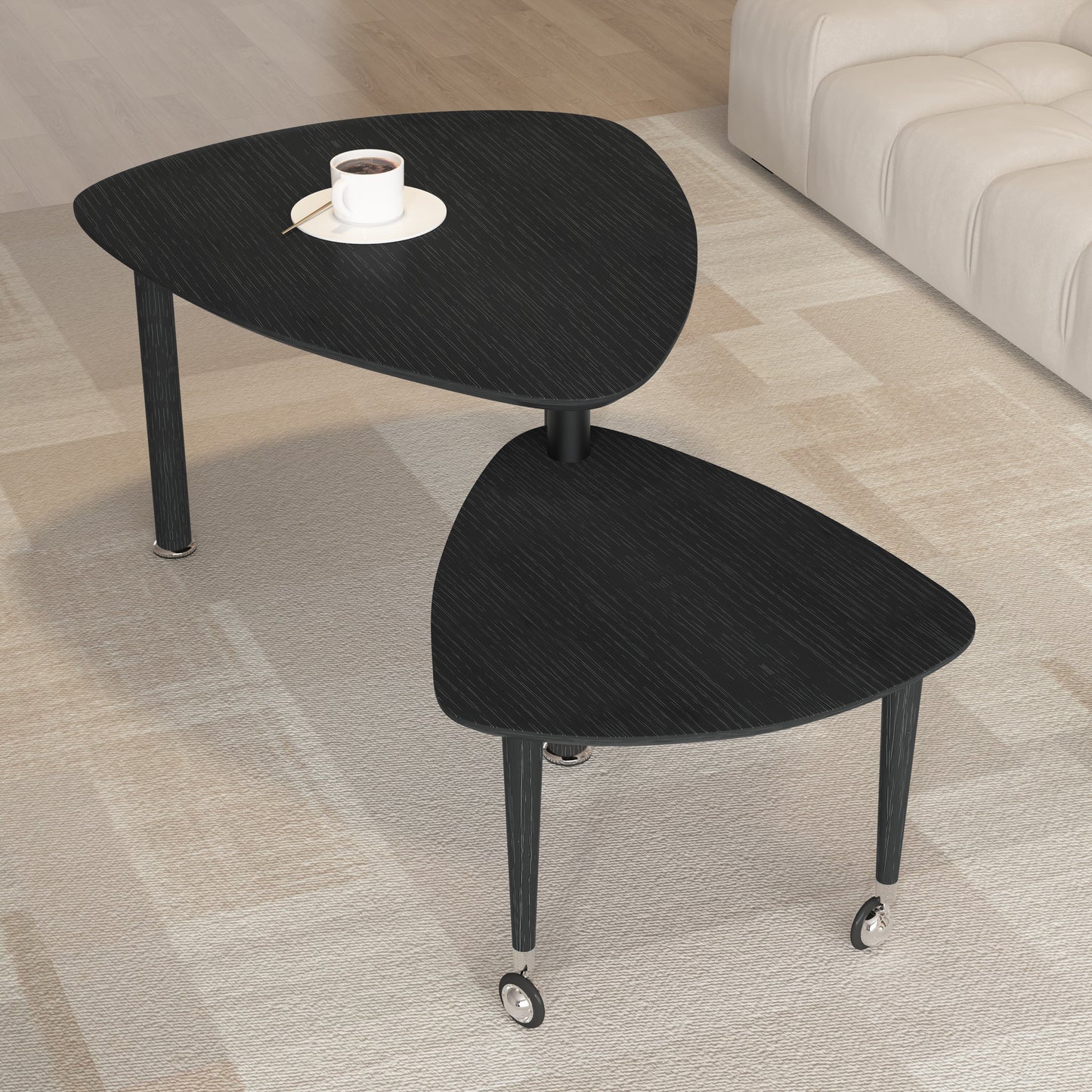 360 Degree Rotatable Modern Coffee Table For Living Room, Solid Wood