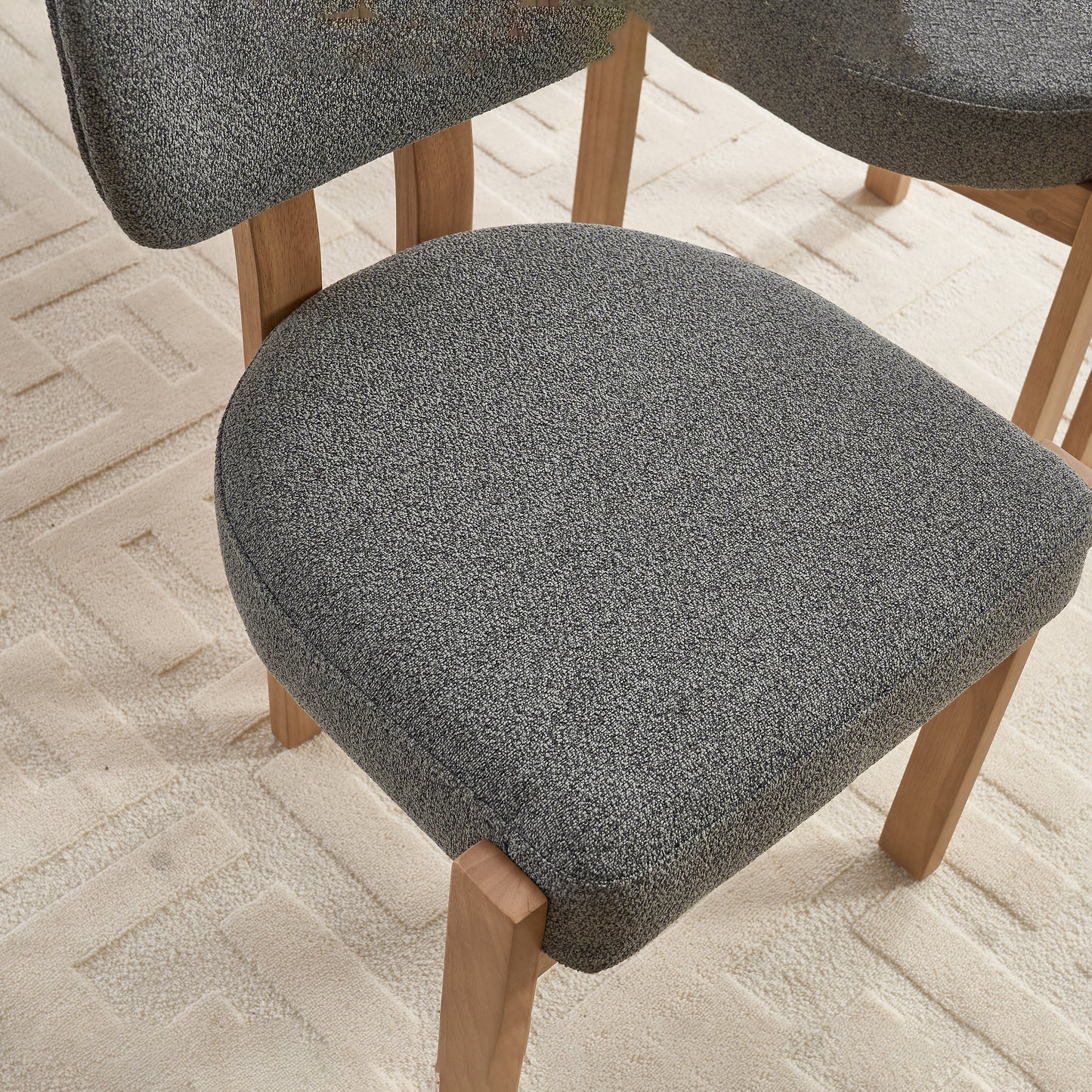 Set of 2 Modern Fabric Upholstered Dining Chairs - Grey