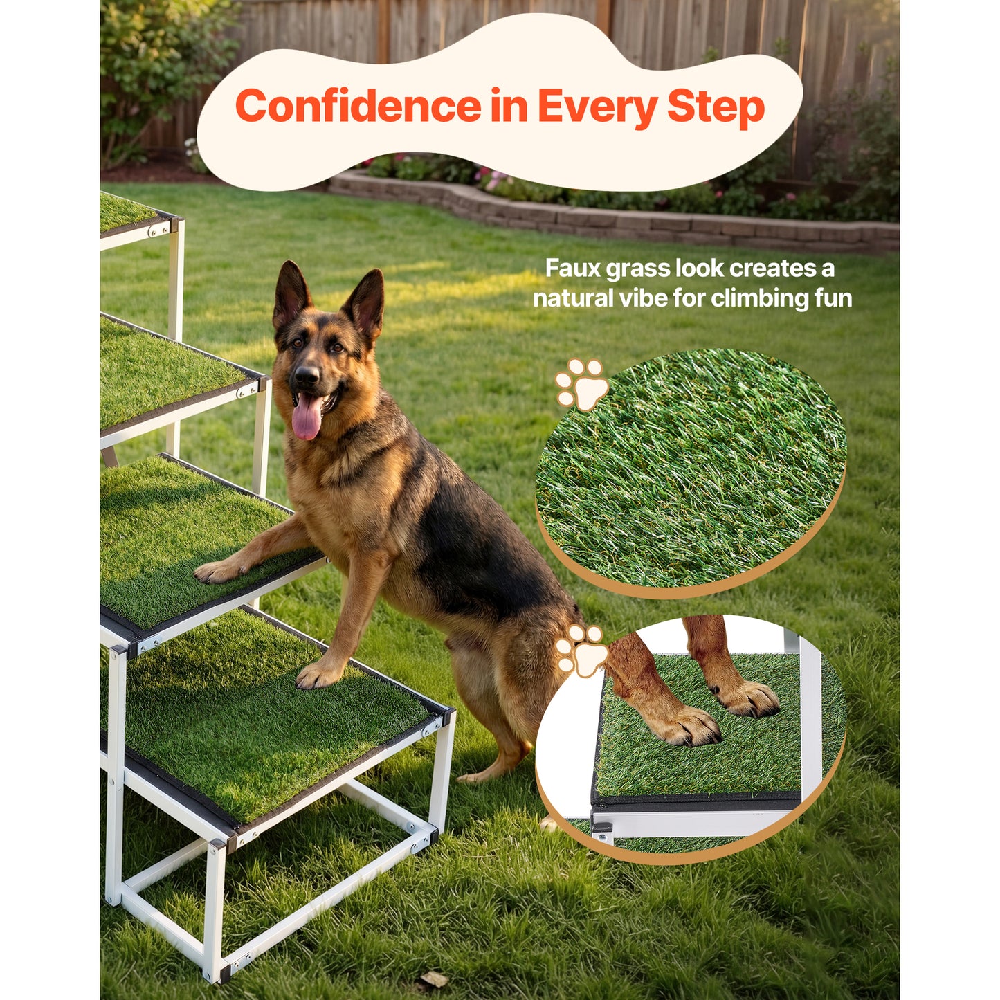 Foldable Dog Car Steps - 4 Wide Non-Slip Pet Ramp for Large Dogs