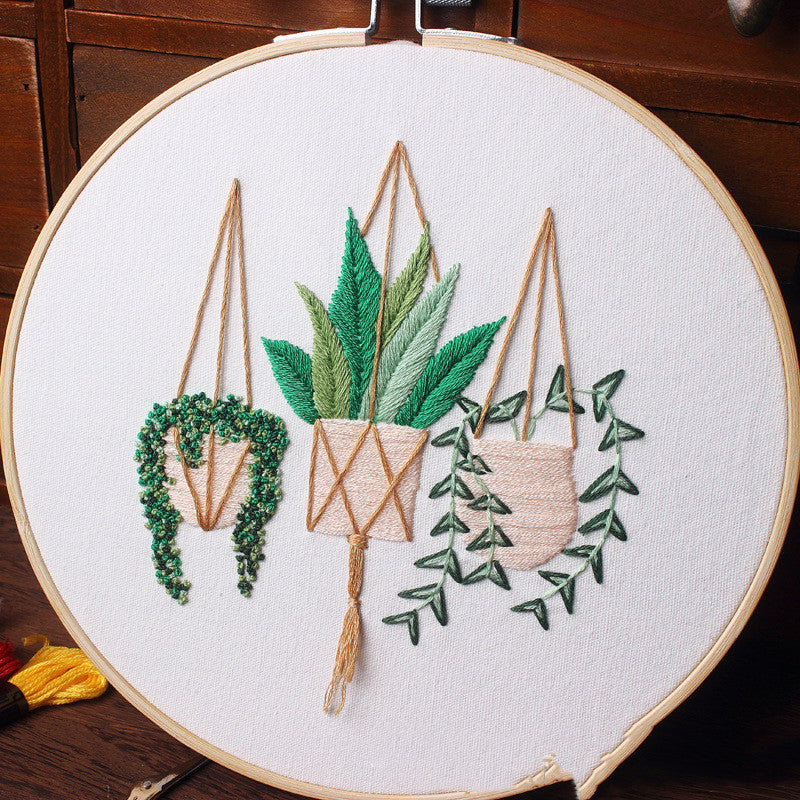 DIY Embroidery Kit Fabric Flower and Grass Letter Sewing Set - Home Crafts