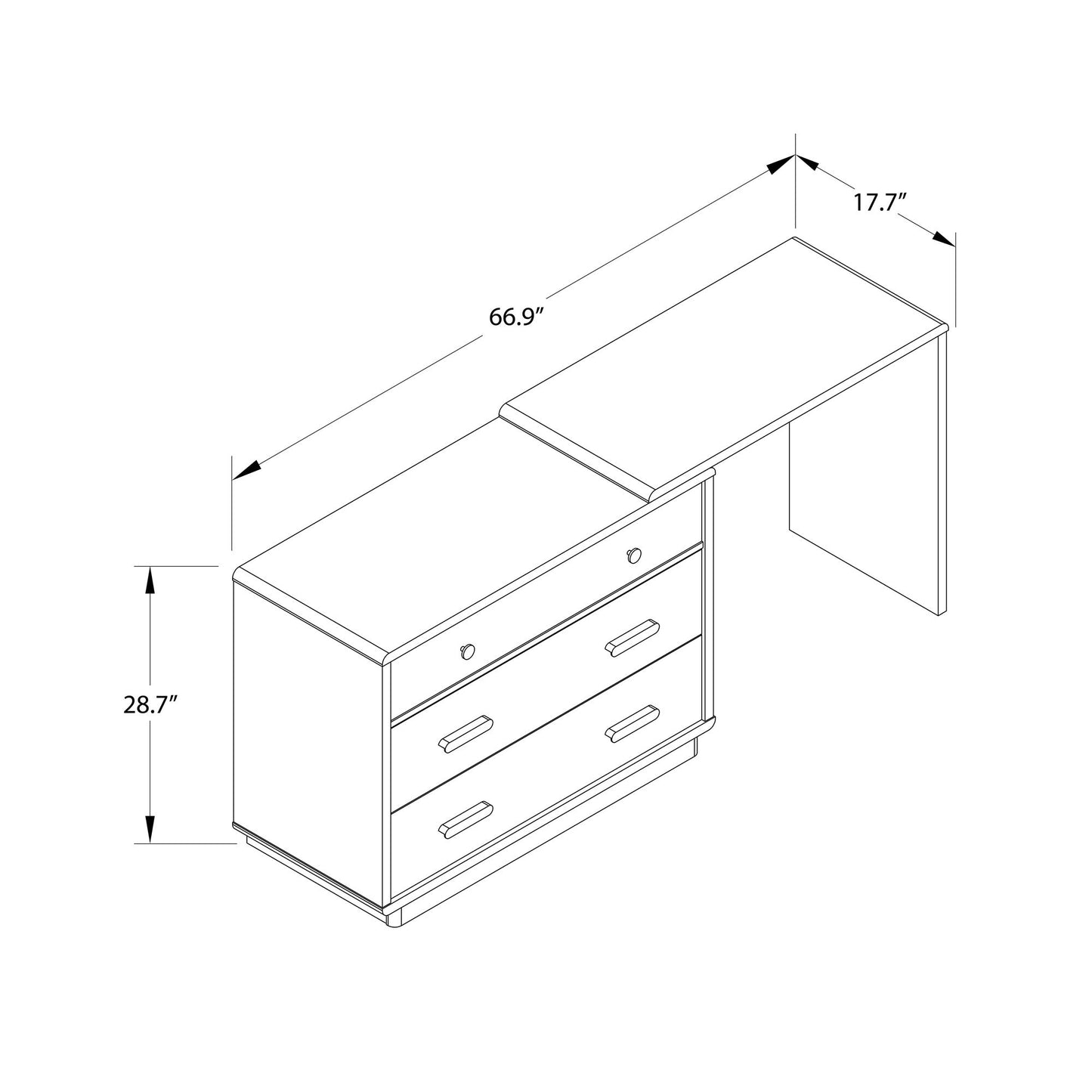 Valencia 3-Drawer Dresser and Desk Combo - Taupe