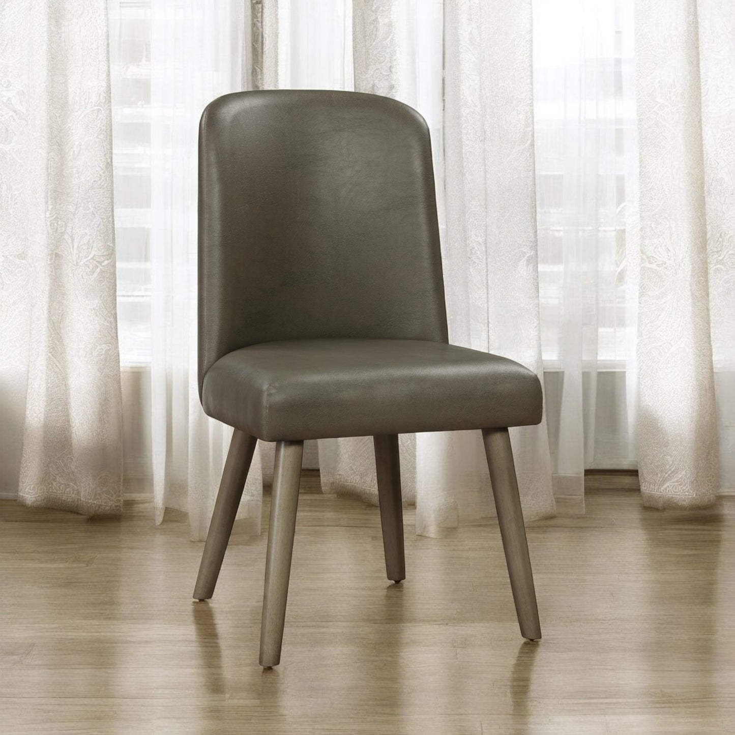 Waylon Gray Synthetic Leather Side Chair Set of 2 - Gray Oak Finish