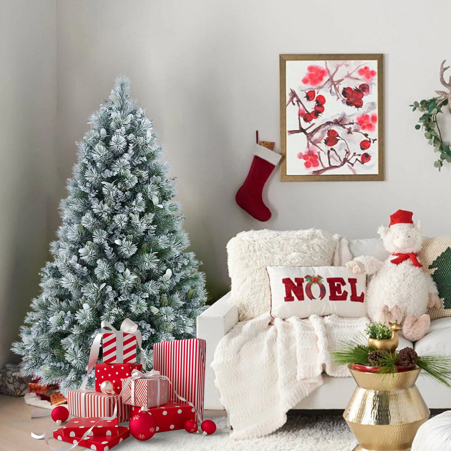 Snow Flocked Christmas Tree - Premium Artificial Pine with 404 Tips