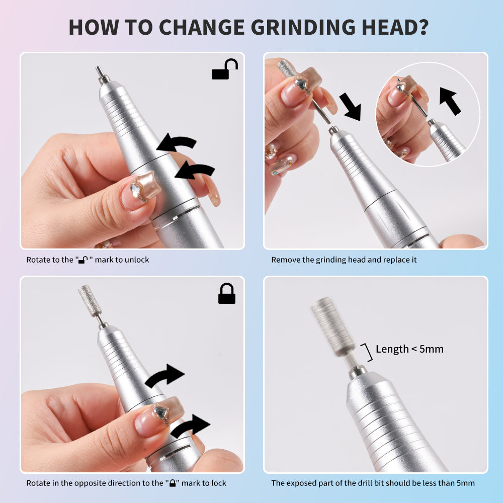 Professional Electric Nail Drill - 45000RPM Rechargeable E-File Kit
