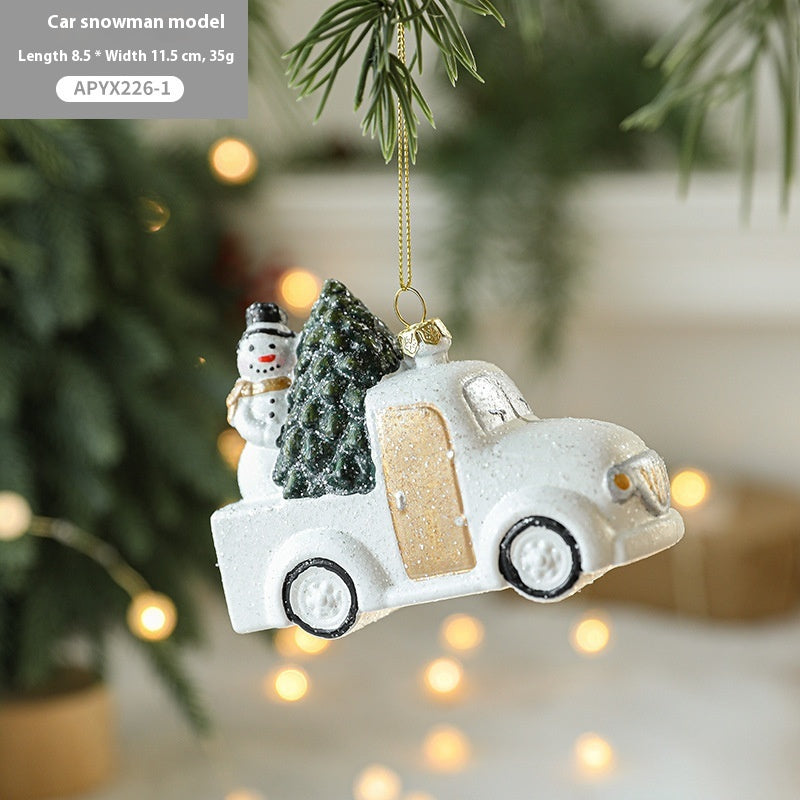 Christmas Tree Decorations Painted Plastic Ornaments Set - Holiday Decor