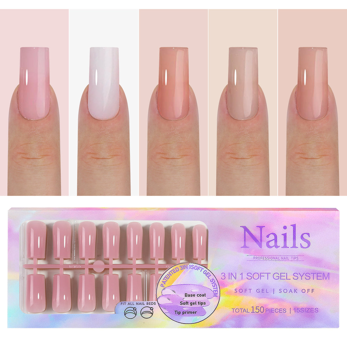 Manicure Nail Art & Wear Armor Set - French Seamless Detachable Tips