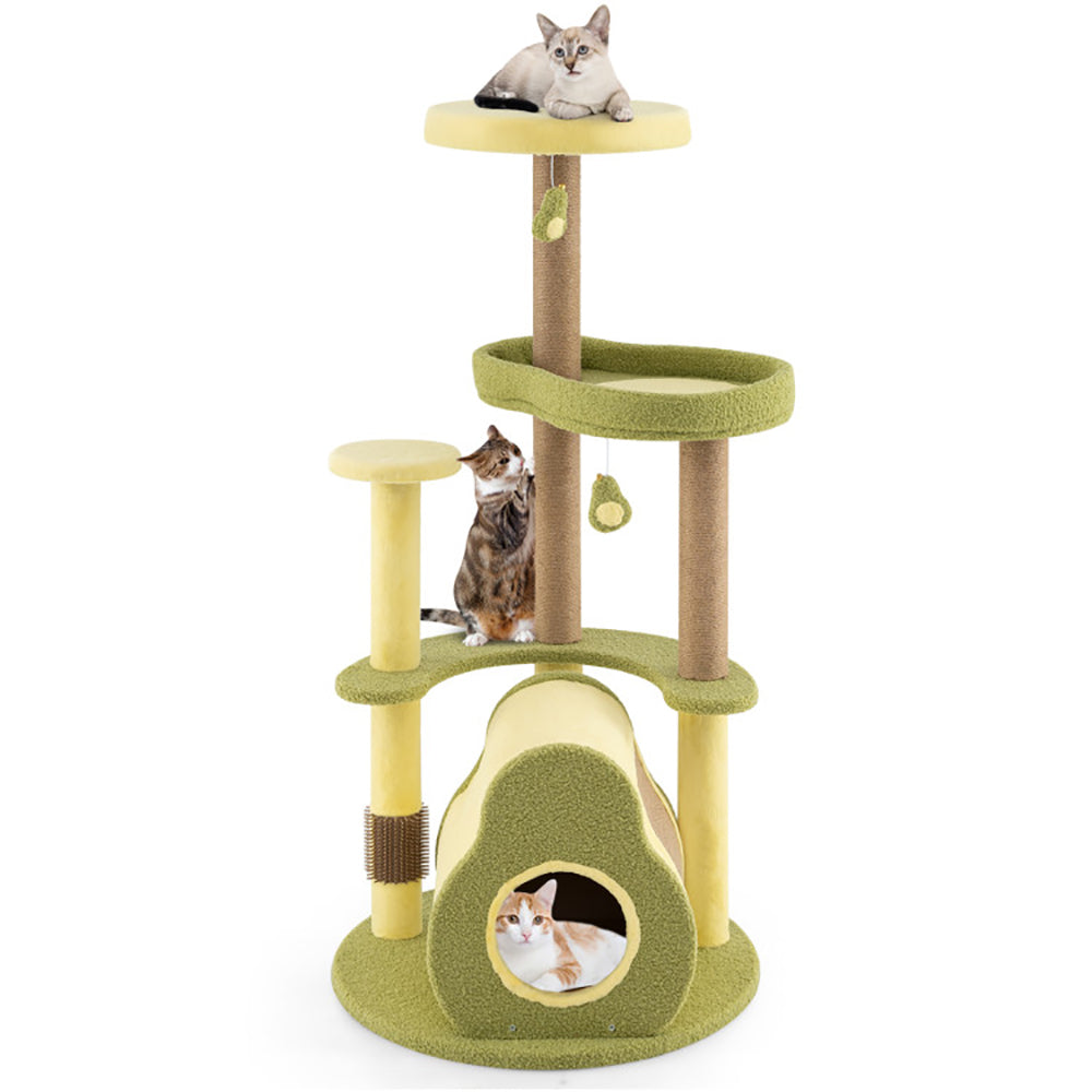 Freestanding Multi-Level Cat Tower with Private Condo & Avocado-Shaped Platform
