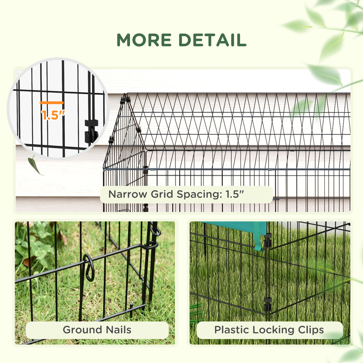 87-Inch Small Animal Playpen with Roof for Rabbits, Chickens, Chinchillas - Indoor & Outdoor Green