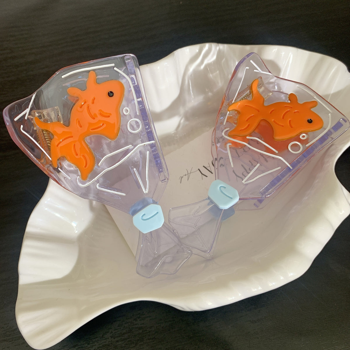 Goldfish Acetate Hairpin with Creative Stitching Design