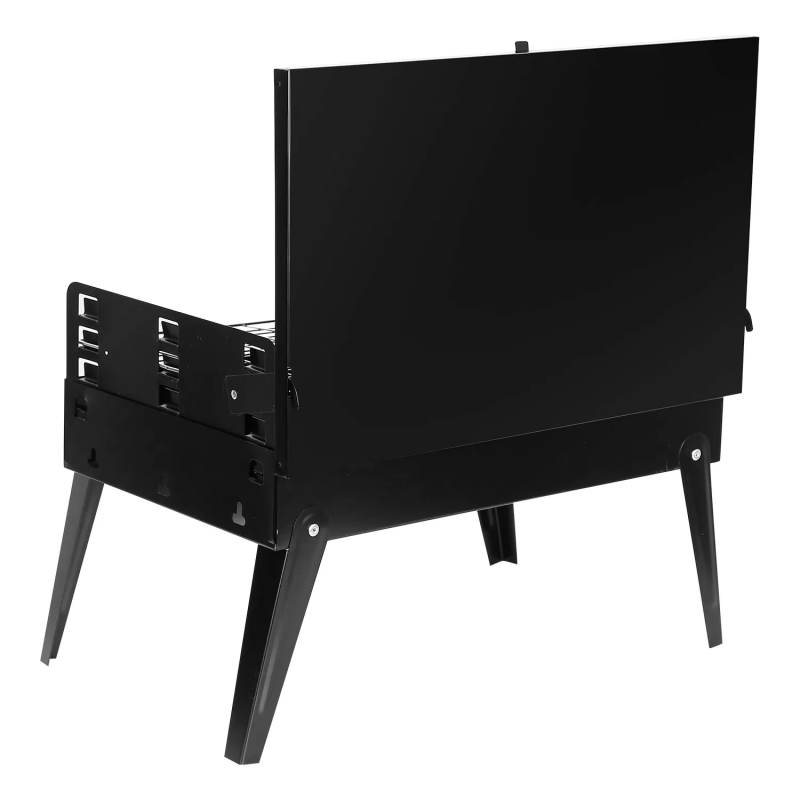 Portable Charcoal Grill with Adjustable Height - Black
