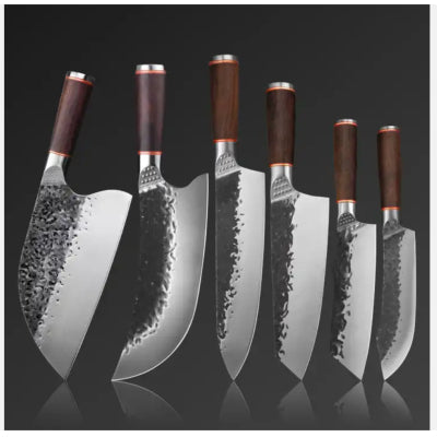 Stainless Steel Forged Hammer Pattern Kitchen Knife Set