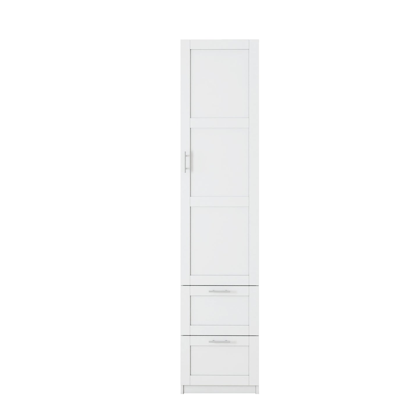 Tall Kitchen Pantry Cabinet with 1 Door & 2 Drawers - White