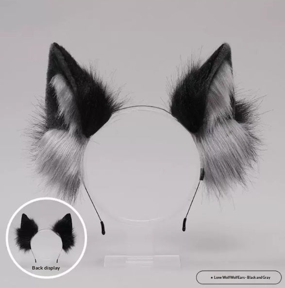 Wolf Ear Cosplay Headpiece & Tail Plush Accessory Set