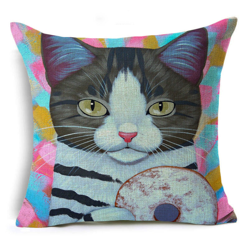 Cartoon Style Cotton Pillow Cover - 45x45cm Decorative Cushion Case