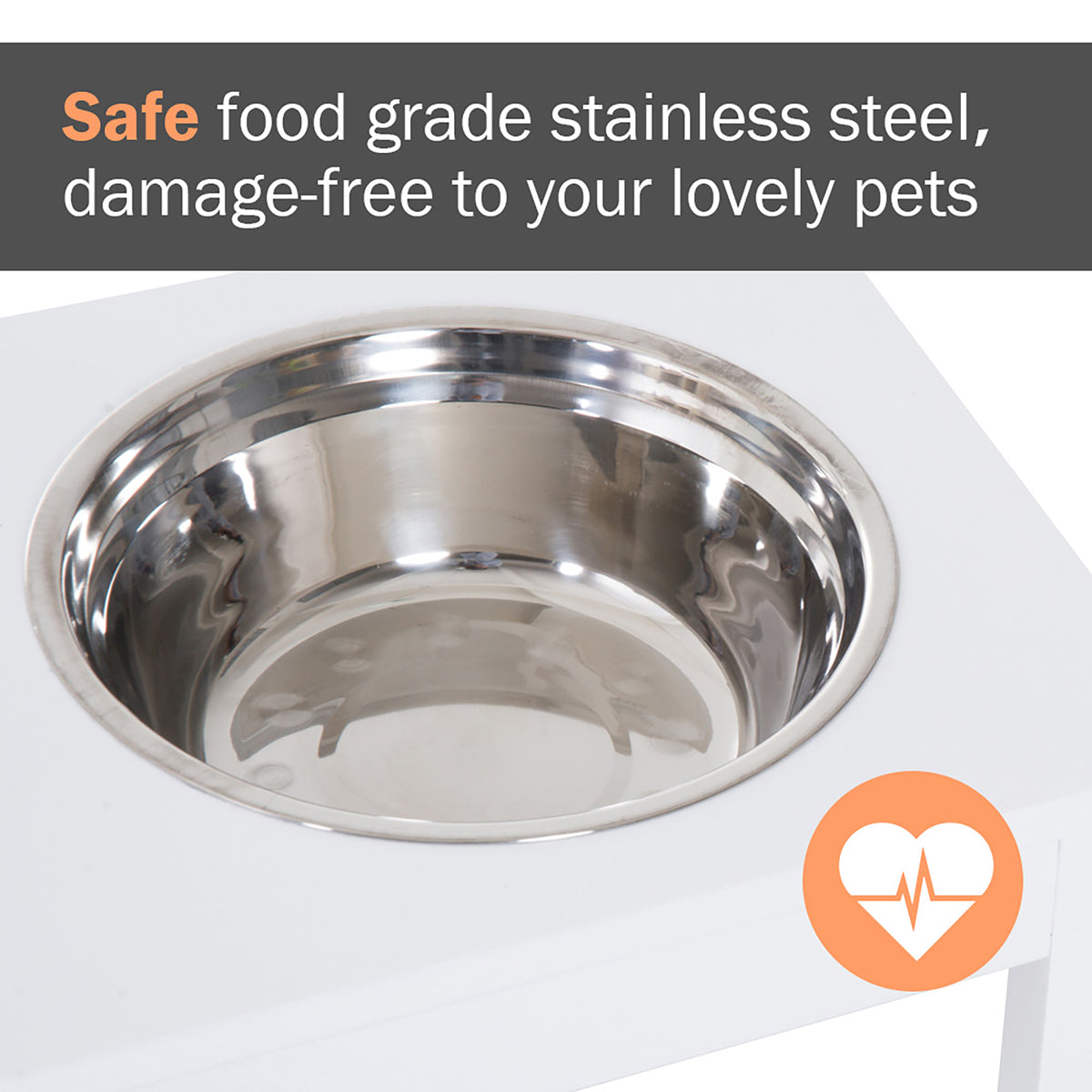 Heavy Duty Wooden Elevated Dog Food Bowls with Stand - White, 23 Inches