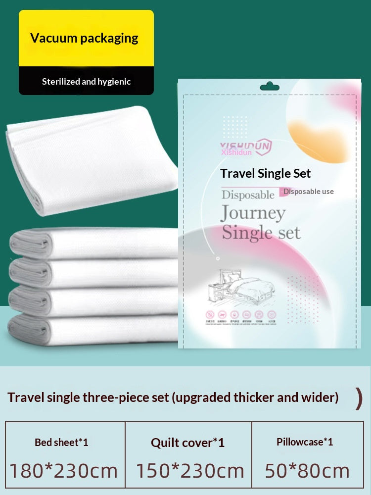 Disposable Bed Sheet Duvet Cover and Pillowcase Bedding Set - White or Printed