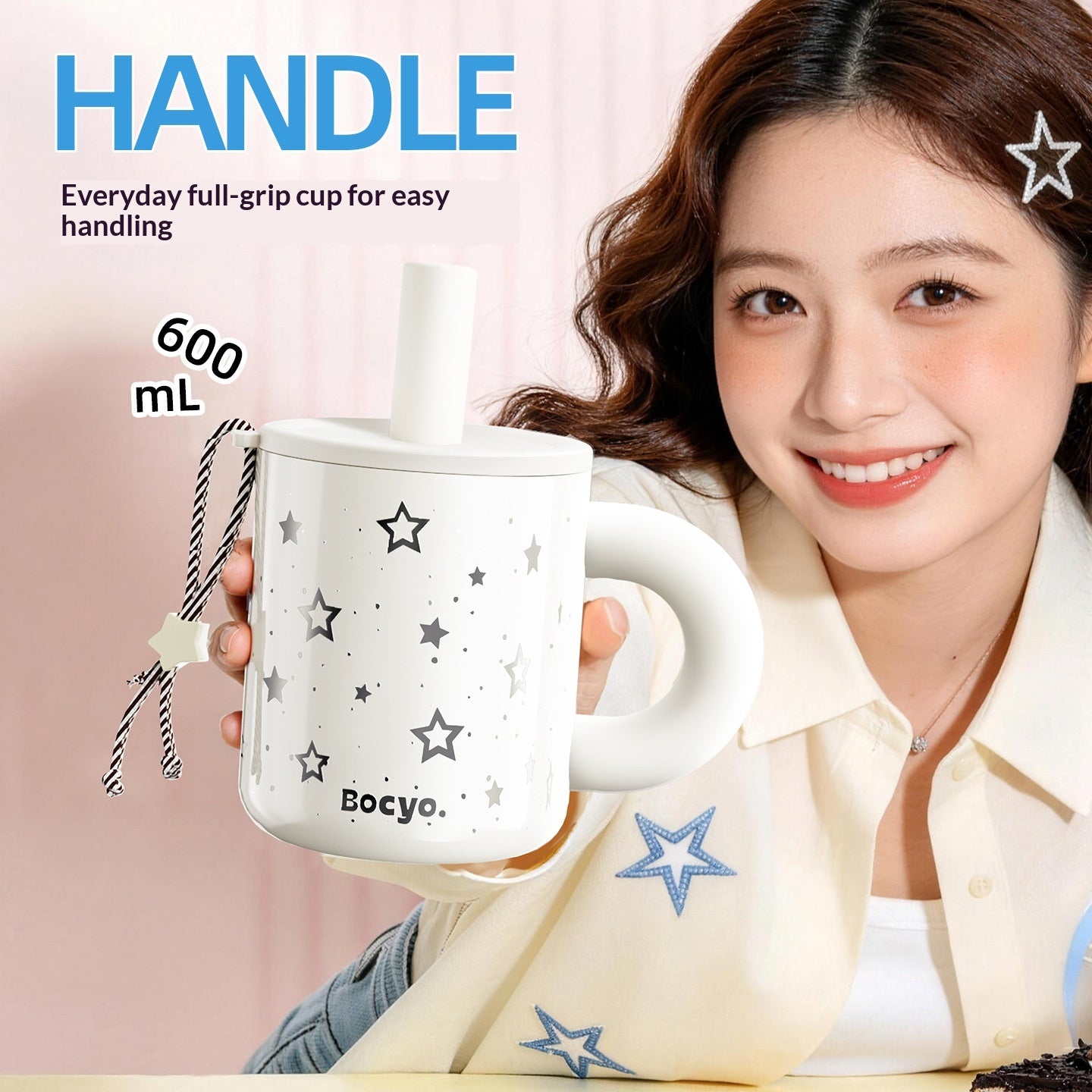 Stainless Steel Coffee and Tea Travel Mug 600ml Insulated Cup - Black & White