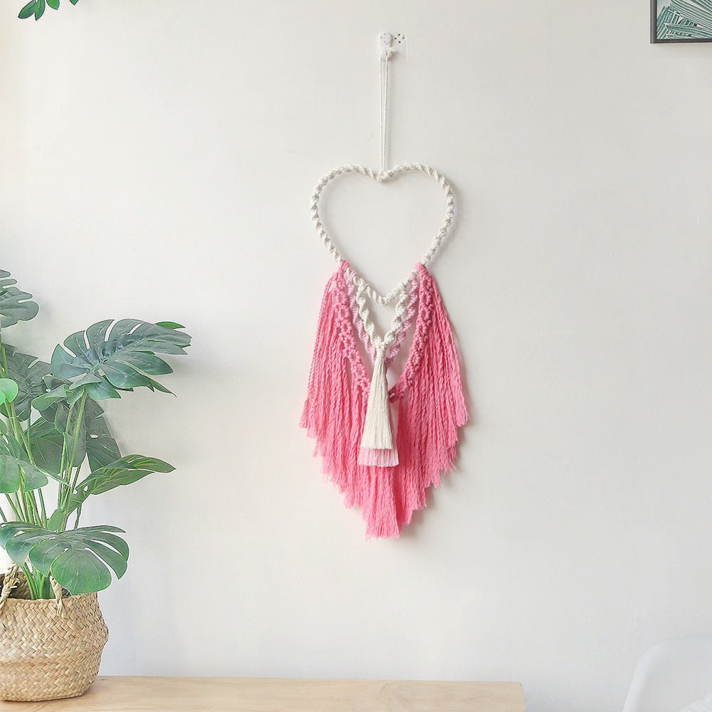 Heart Shaped Hand-Woven Fabric Tapestry Love Pendant for Home & Decor