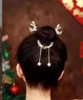 Antler Hair Clip with Ball Head - Silver