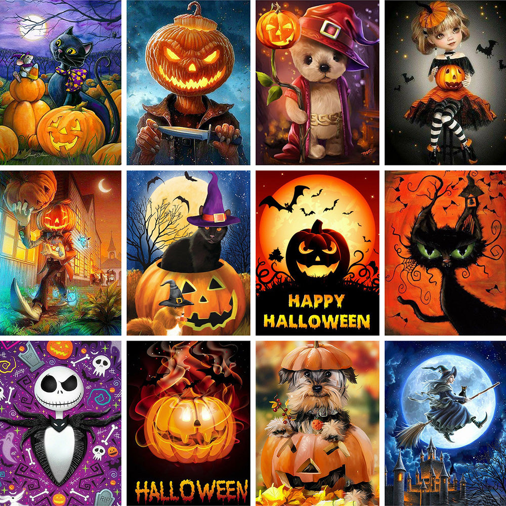 Halloween Diamond Painting Kit - Full Square Cartoon Embroidery Cross Stitch