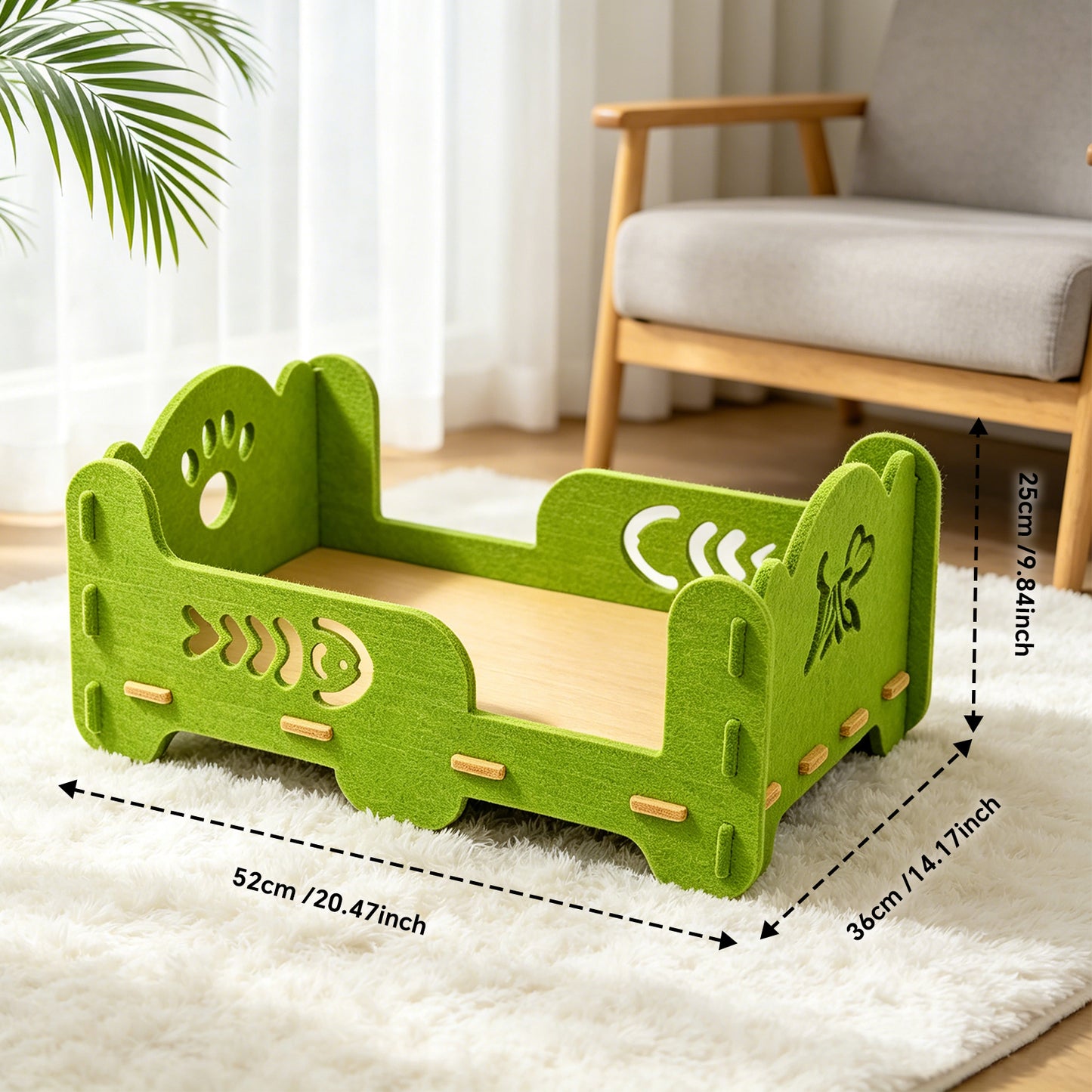 Elevated Felt Cat Bed Frame - Raised Open Pet Lounge with Breathable Platform