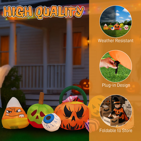 8FT Inflatable Halloween Pumpkin Ghost Decoration with LED Lights