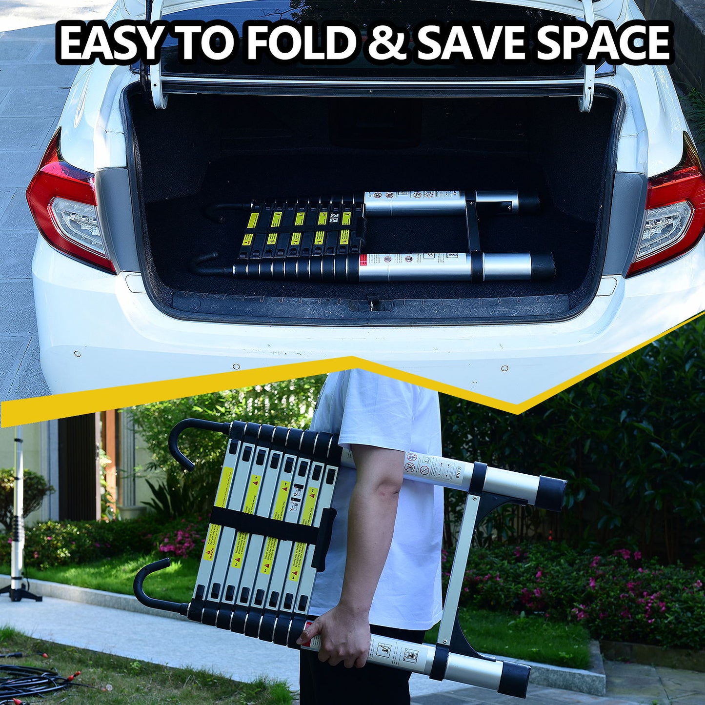 Aluminum Telescopic Ladder with Adjustable Height & Easy Storage