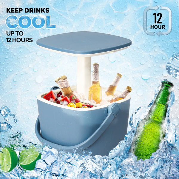 4 Gallon Portable Outdoor Cooler Table with Lid & Bottle Opener