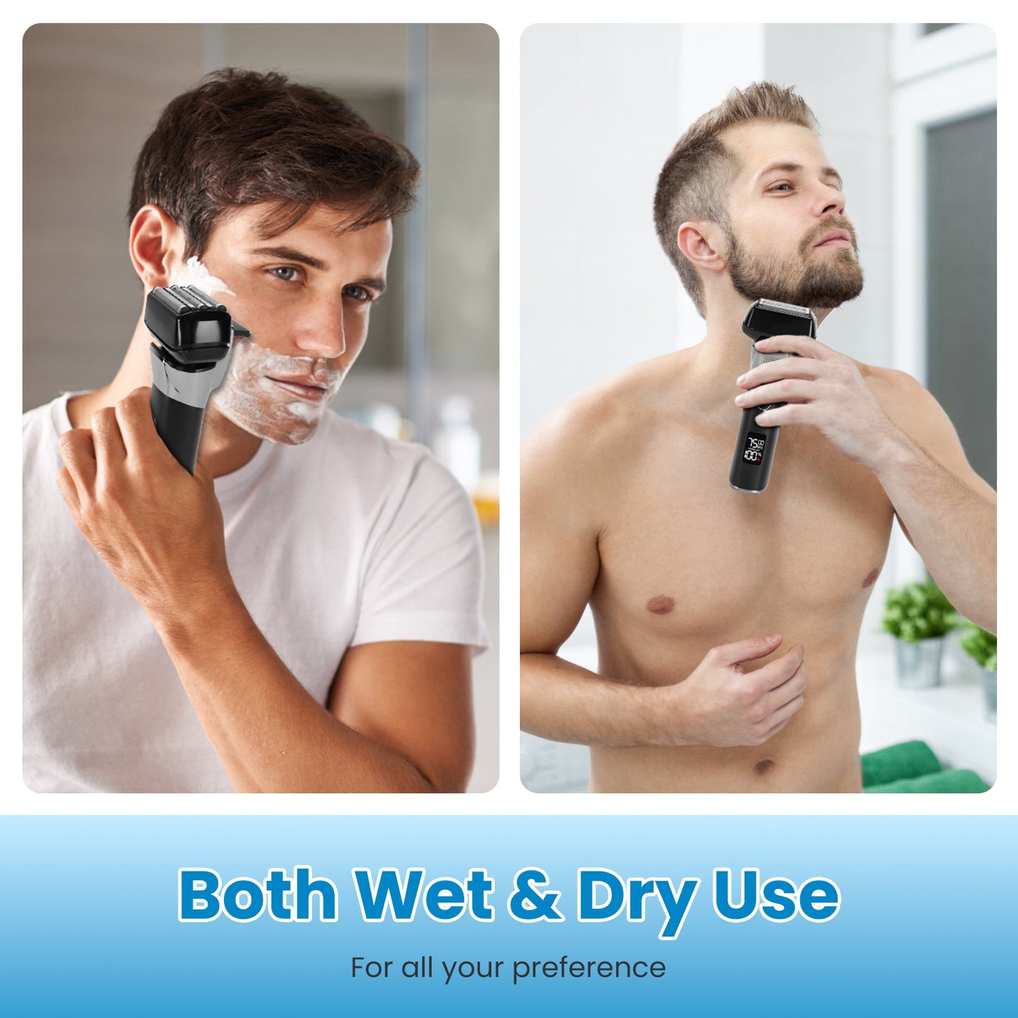 5-Blade Electric Foil Shaver for Men - Wet & Dry Beard Trimmer - Black