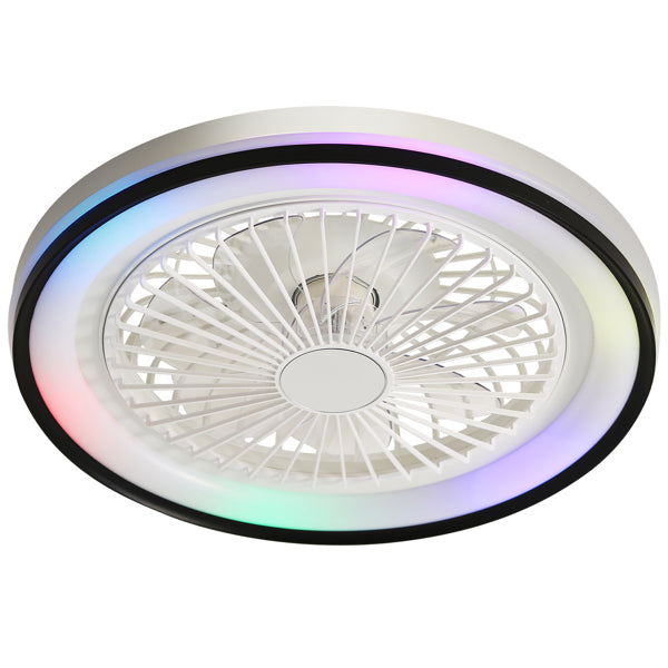 19 Inch RGB Dimmable Ceiling Fan with Remote Control, Bladeless Design for Bedroom & Party