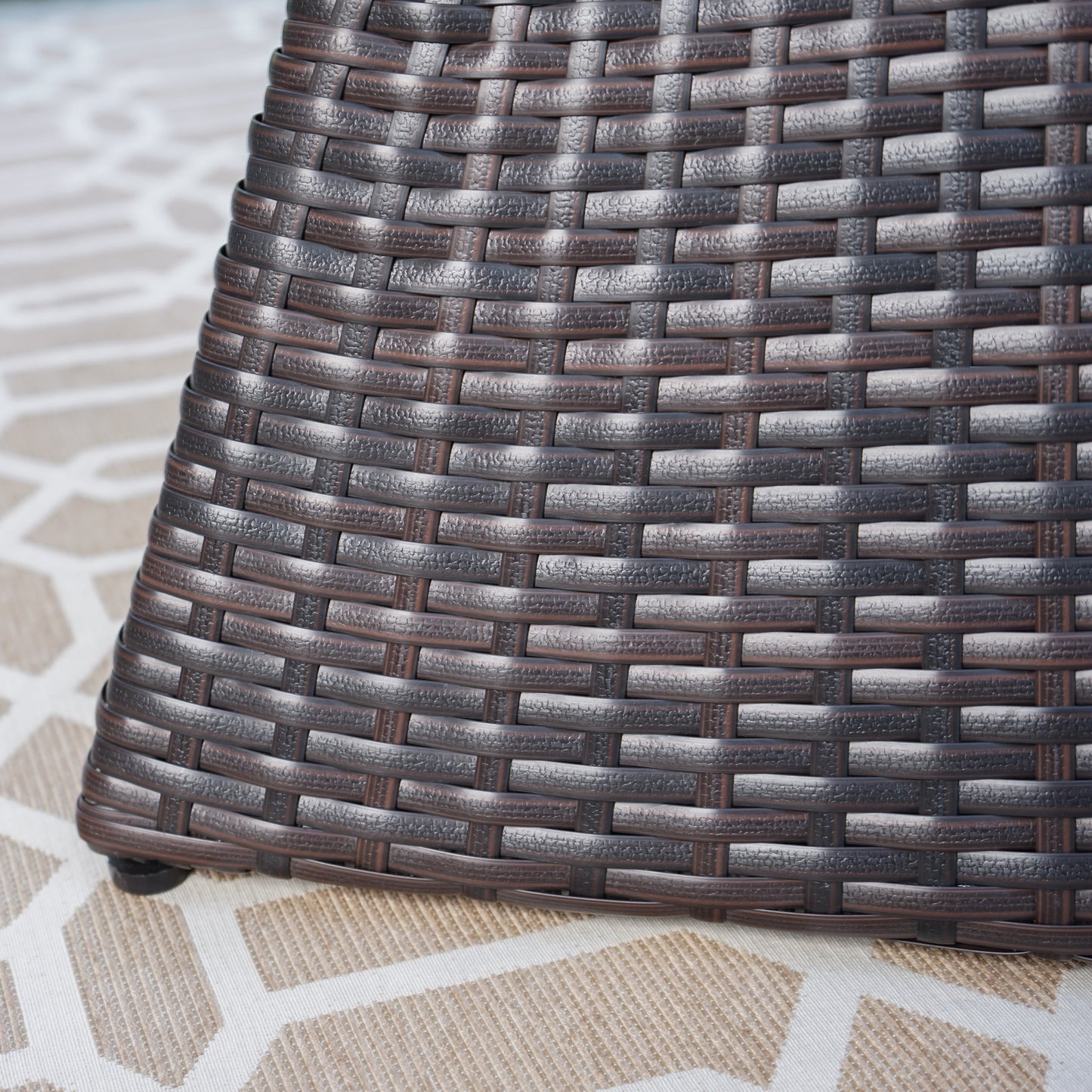 Outdoor Wicker End Table - Brown Multi, 16"