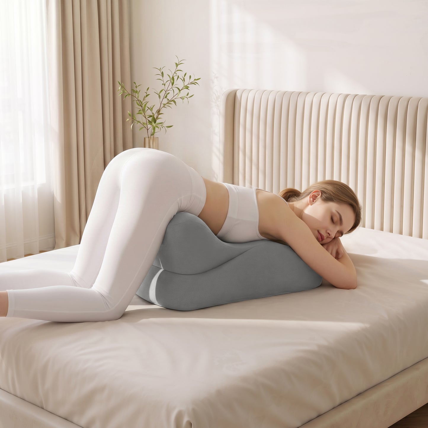 Ergonomic Memory Foam Support Pillow for Couples - Grey