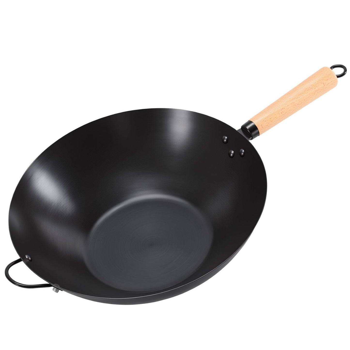 Nonstick Carbon Steel Wok, Pre-Seasoned Flat Bottom Chinese Pan,