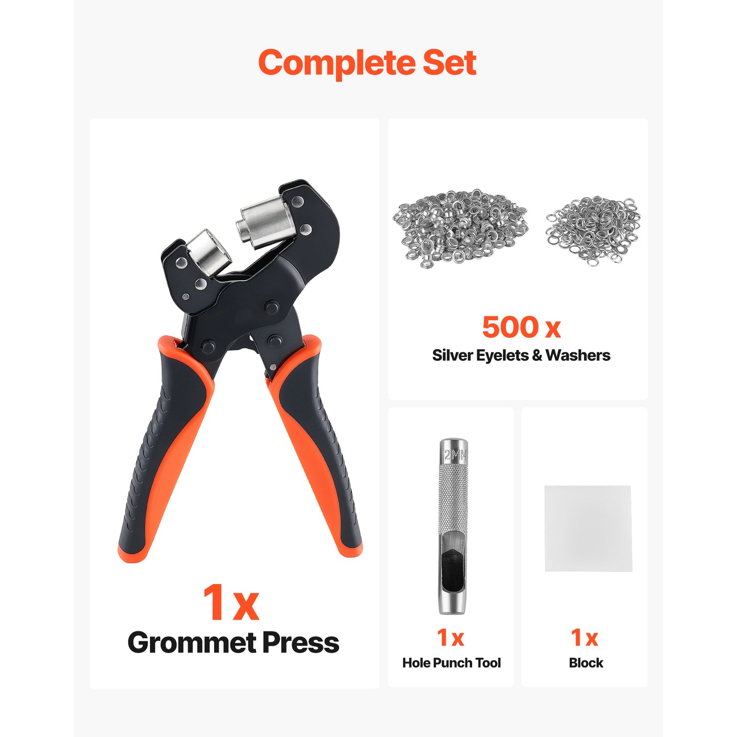 Grommet Tool Kit 1/2 Inch Eyelets and Grommets for Leather, Fabric, Tarp, Shoe Repair