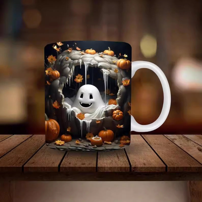 Halloween Pumpkin Ceramic Coffee Mug - 350ml Colorful Home Drinkware