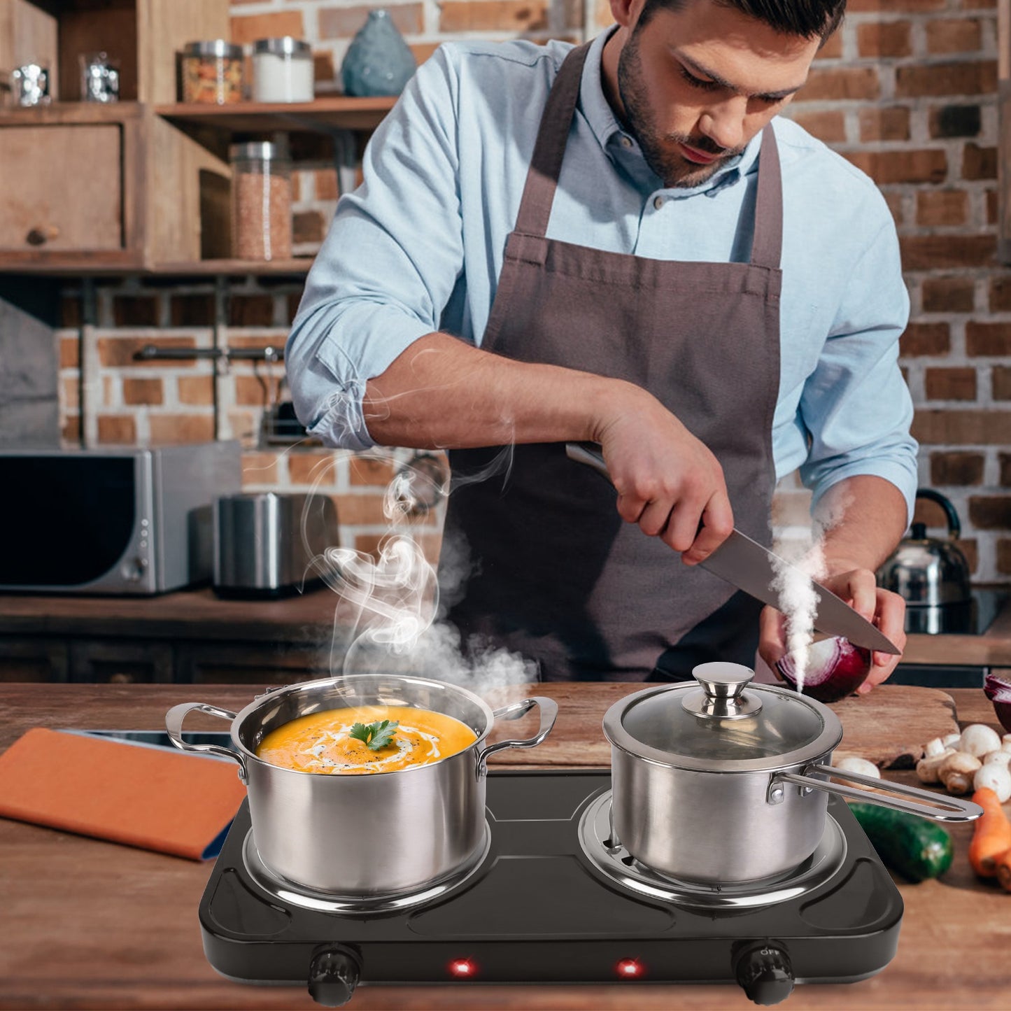 2000W Electric Double Burner Hot Plate - Portable Cooking Stove