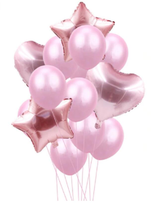 Love Five-Pointed Star Balloon Set - Assorted Metallic Latex & Foil Balloons