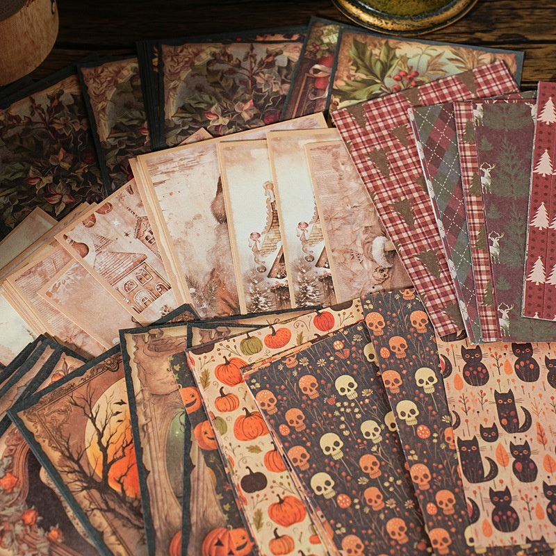 Retro Decorative Paper Sheets for Festive & Holiday Crafts - 20 Pack