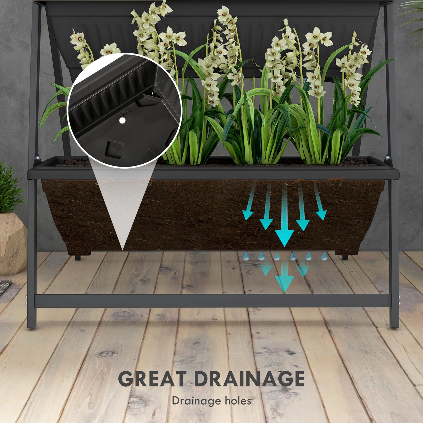 4-Tier Vertical Garden Planter Stand for Vegetables & Flowers - Black