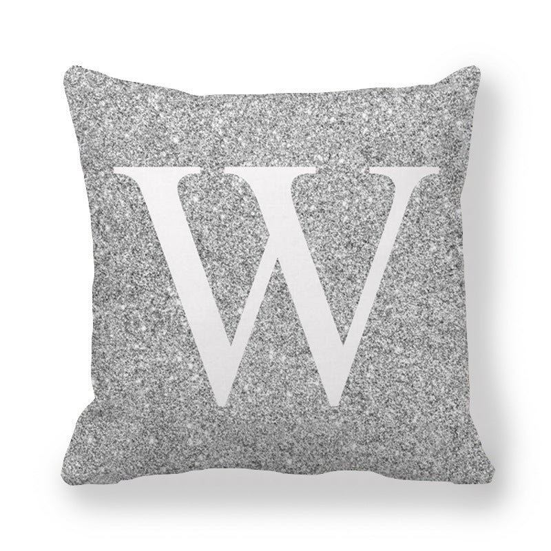 Gray Shading Encrypted English Letters Pillow Cover 45x45cm Fabric Home Decor