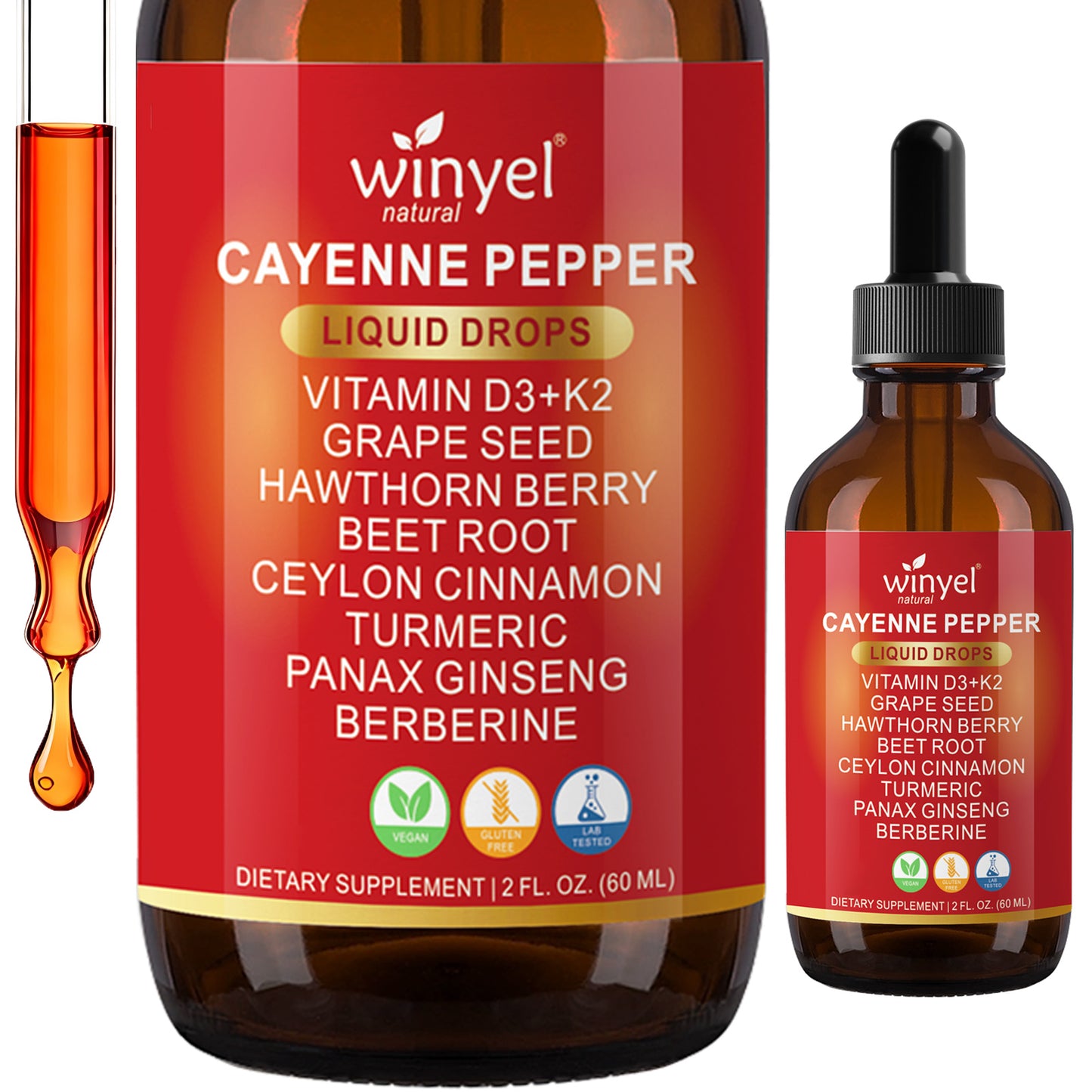 7-in-1 Herbal Liquid Drops - Cayenne, Beet Root, Turmeric & Berberine - 60ml